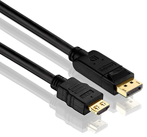 PureLink PI5100 Câble adaptateur DisplayPort à HDMI (2K FullHD (1080p), Ethernet), DisplayPort mâle (20 broches) à HDMI mâle (19 broches), certifié, 12,5m, noir