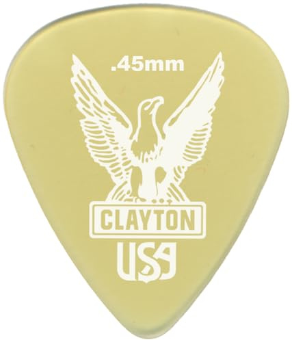 Clayton Picks – Ultem Gold Plektren – Standardform, 0,45 mm, 12 Stück (US45/12) - Hochwertige Ultem Gitarrenplektren für brillanten Klang