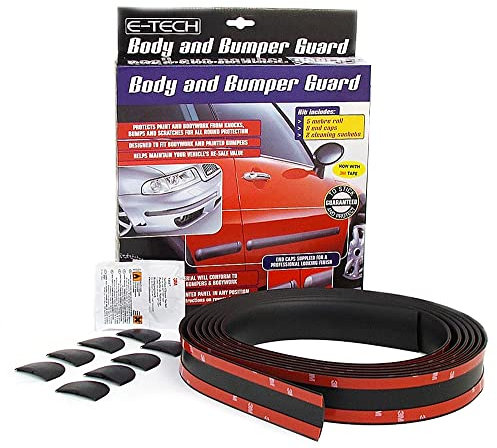 E-TECH BLACK Car Body and Bumper Guard Bodywork Protector Moulding Styling Strip 5 Meter Roll With End Caps
