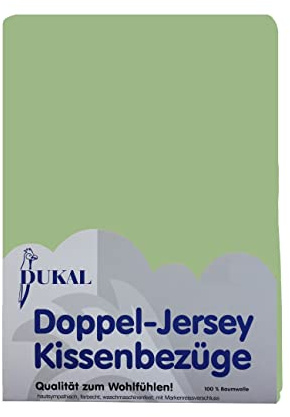 Dukal | Kissenbezug 80 x 80 cm | aus hochwertigem DOPPEL-Jersey | 100% Baumwolle | Farbe: lindgrün