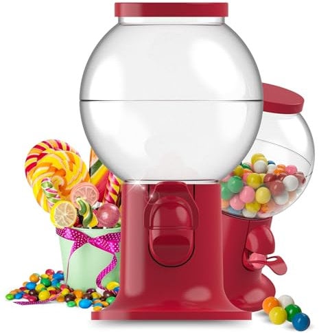 Uakeii Süßigkeiten Automat als Candy Bar Zubehör - Bonbonspender Geschenkidee - Snackspender für Kinder & Erwachsene - Ideal als Snackstadion zu Hause oder im Büro - Geschenk zu Weihnachten - Rot