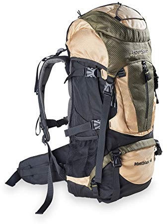 AspenSport Unisex-Erwachsene Rucksack Mount Blanc, Schwarz/Creme/Grün, 70 x 37 x 23 cm, 60 Liter