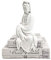 Bellaa 22654 Kwan Yin Statue Lady Buddha Kuan Guanyin Göttin der Barmherzigkeit Quanyin Skulptur Figur sitzend meditierend Segen Premium Kaltguss Weiß Marmor Pulver Boho Zen Home Decor 27,9 cm