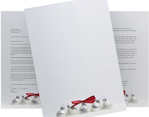 Weihnachtsbriefpapier | Pure Silver | 100 Blatt weihnachtliches Motivpapier DIN A4 | Briefpapier