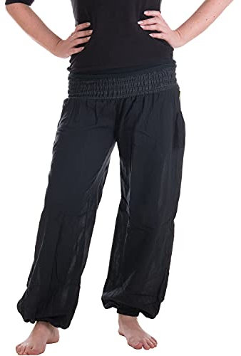 Vishes - Alternative Bekleidung - Sommer Chino Haremshose aus Baumwolle mit super elastischem Bund - handgewebt schwarz