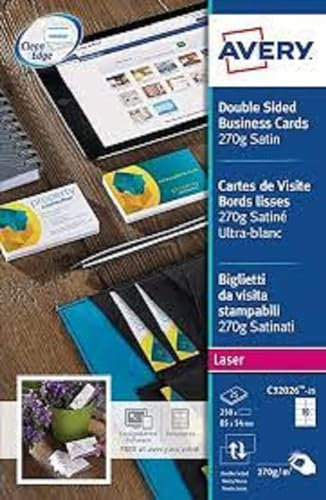 Avery C 32026–25-cartes Visitenkarten doppelseitig Satin 32026–25 250 Karten (C)