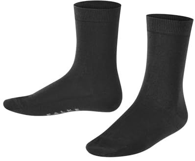 FALKE Unisex Kinder Socken Cotton Finesse K So Baumwolle einfarbig 1 Paar, Schwarz Black 3000, 27-30