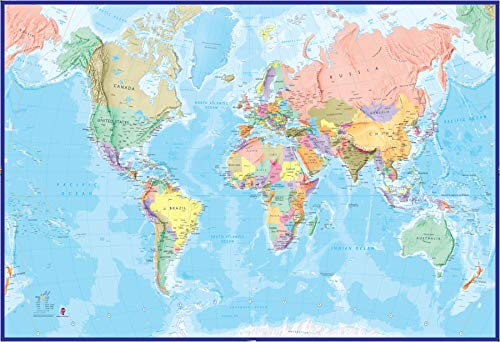 Maps International - Giant World Map Mural - Mega-Map Of The World - 232 x 158 - Blue Ocean