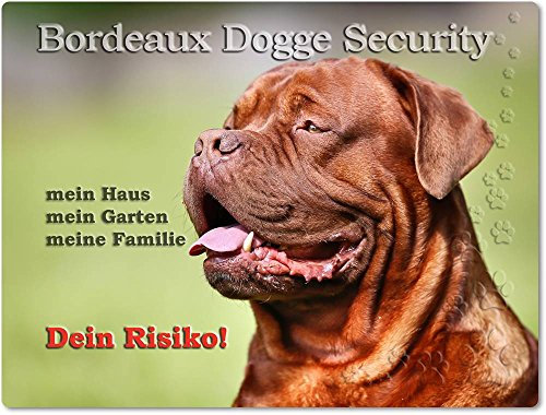 Merchandise for Fans Warnschild - Schild aus Aluminium 15x20cm - Motiv: Bordeaux Dogge Security (01)