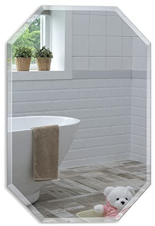 Magnifique Miroir de Salle de Bain octogone, Moderne et élégant, taillé en biseau, Mural 50cm x 40cm