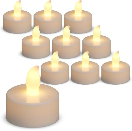 matches21 LED Teelichtkerzen Teelichter 10 STK. warmweißes Licht flackernde Flamme/Flackereffekt