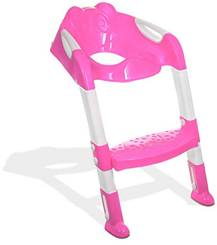 Hillington Baby Toddler Potty Training Toilet Ladder Seat Steps Assistant Potty For Toddler Child Toilet Trainer (Pink)