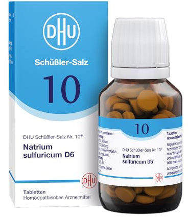 DHU Schüßler-Salz Nr. 10 Natrium sulfuricum D6 – Das Mineralsalz der inneren Reinigung – das Original – umweltfreundlich im Arzneiglas, 200 St. Tabletten