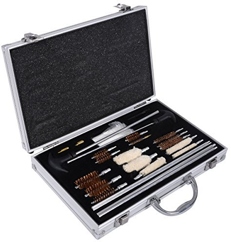 COSTWAY Kit Nettoyage Arme Kit d'entretien Nettoyage pour Arme Carabine Fusil Pistolet avec Boîte en Aluminium