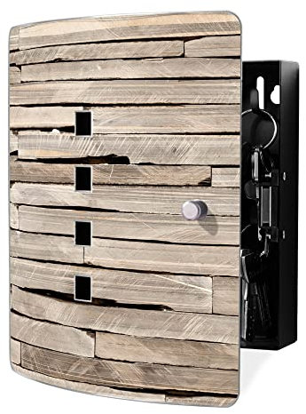 banjado Design Schlüsselkasten aus Edelstahl für 10 Schlüssel/Schlüsselbox zur Schlüsselaufbewahrung 24 x 21,5 x 7cm groß mit praktischem Magnetverschluss/Motiv Steinplatten