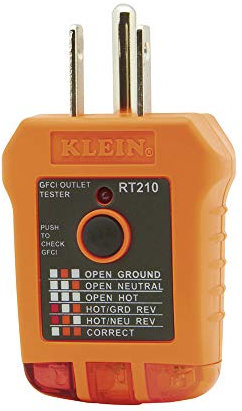 Klein Tools RT210 Gfci Receptacle tester, RT210