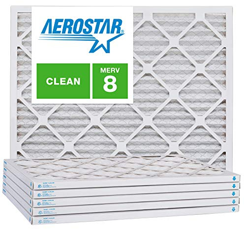 Aerostar Air Filter 8x20x1 MERV 8 AC Filter, Furnace Filter, 6 Pack