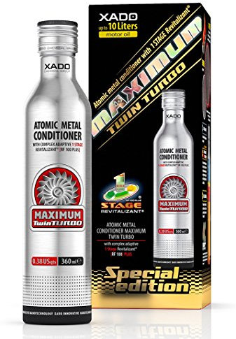 XADO Twin Turbo Motoren-Öl Additiv - Schutz für Motor - Zusatz zur Reparatur und gegen den Verschleiß, atomarer Metallconditioner mit Revitalizant® 1Stage (Hochleistungsmotoren 3-10L Ölvolumen)