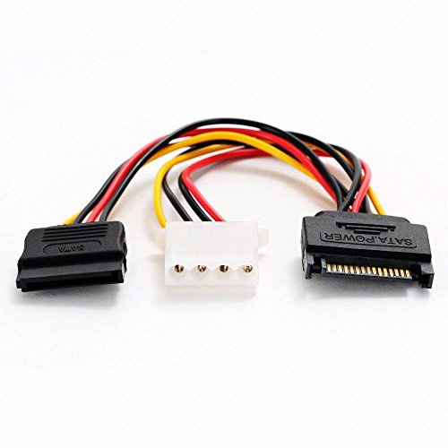 Delock Kabel Power SATA 15 pin Stecker > Molex 4 pin Buchse + SATA 15 pin Buchse Schwarz Adapter
