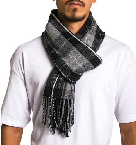 Alpine Swiss Mens Plaid Scarf Soft Winter Scarves Unisex,Gray Plaid,One Size
