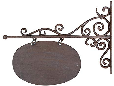 Rustikales Türschild Namenschild Oval Gusseisen Antik-Braun
