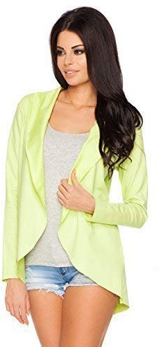 Futuro Fashion - Giacca Blazer a Maniche Lunghe - Taglio Asimmetrico - Cotone - FA426 - Verde Lime - 42 (M)