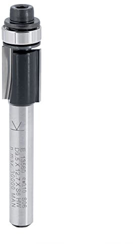 ENT 13560 Fraise pour affleurer droite Carbure, Queue (S) 6 mm, Diamètre (D) 9,5 mm, NL 12,7 mm, SL 32 mm, GL 55 mm, avec roulement