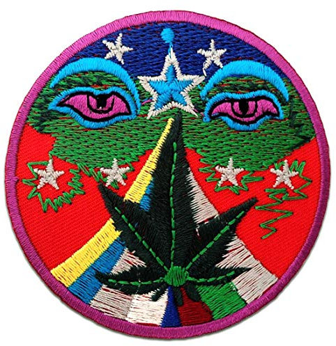 Marijuana Cannabis Weed Hindu Stoner Hippie - Iron on Patches Adhesive Emblem Stickers Appliques, Size: 2.95 x 2.95 inches