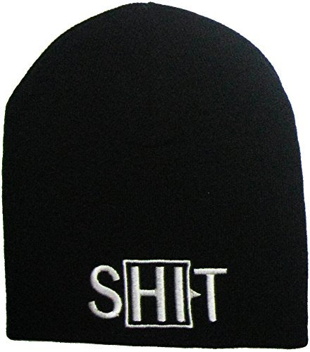 Hat SHIT, S(HI) T, Slouch lang Chopper Biker Rocker Punk Winter Knitted Beanie Cap