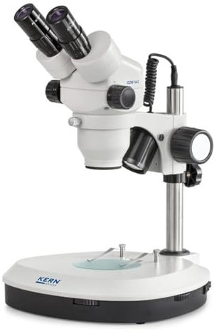 KERN Optics Stereo-Zoom Mikroskop für routinierte Anwender, Binokular Tubus, 0.7x - 4.5x Objektiv, Säule, 3W-LED, Auflicht, 3W-LED, Durchlicht