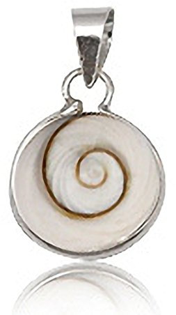 EYS JEWELRY® Damen-Anhänger Kreis rund 16 x 13 mm Shiva Auge Muschel 925 Sterling Silber weiß im Etui Damenanhänger
