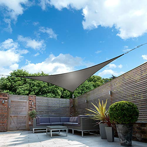 Kookaburra Waterproof Garden Sun Shade Sail Canopy in Charcoal 98% UV Block (5m Triangle)