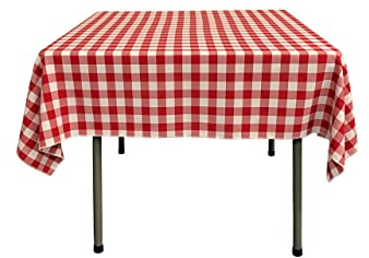 LA Linen Nappe à Carreaux, 147 x 147 cm, Rouge/Blanc