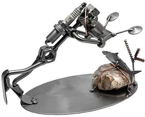 STEEMO Schraubenmännchen Taucher Kamera - Geschenk Tauchen - Deko Figur - Metallmännchen Kunsthandwerk Stahl, grau 21x10x15 cm