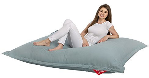 QSack Sitzsack Indy mit Mikroperlen aus Deutscher Qualitätsfüllung, EPS HBCD frei, Indoor Sitzsack mit Innenhülle, 140x180 cm, Neu (blaugrau)
