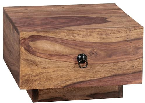 Wohnling Design Nachttisch Mumbai Massiv-Holz Sheesham 40x40x25 cm, Moderne Nacht-Kommode mit Schublade, Nachtschrank Natur-Holz Nachtkonsole