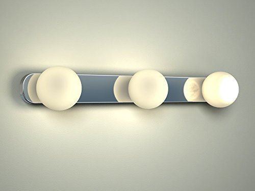 Wandleuchte Glas Metall in Chrom IP44 Badezimmer L:42 cm G9 3-flammig Kugeln Modern Spiegel länglich blendarme Wandlampe Bad BRAZOS