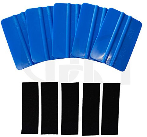 wall-art-design 5 Stück 3M Anreiberrakel blau + 5 Stück Filzstreifen zum Aufkleben