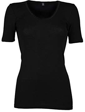 Dilling Merino T-Shirt für Damen - aus 100% Bio-Merinowolle Schwarz 46