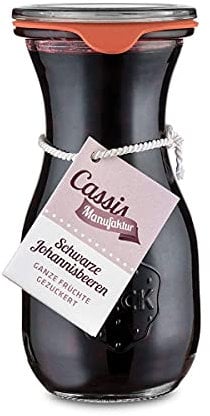 Ganze Schwarze Johannisbeeren im Glas