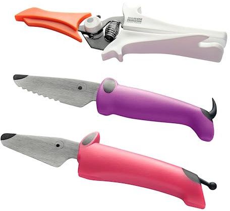 Kuhn Rikon 3 Pc Kinderkitchen Set for Children. Child Safe Knives Utensil Set. Childrens Knives. Safety Knives for Children. Kids Knives for Cooking – 3 Year Kuhn Rikon Kitchen Accessories Guarantee