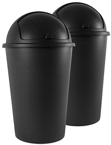 Deuba® 2x 50L Kitchen Bins with Sliding Lids | 68 x 40cm | Black | Compatible with Standard Bin Bags | Ideal for Home and Kitchen, Office, Bathroom, Food Waste Bags and Dog Poo Bags