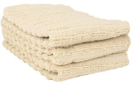 Ritz Royale Collection 100% Combed Terry Cotton, Highly Absorbent, Kitchen Dish Cloth Set, 13-3/4 x 12, 3-Pack, Solid, Latte