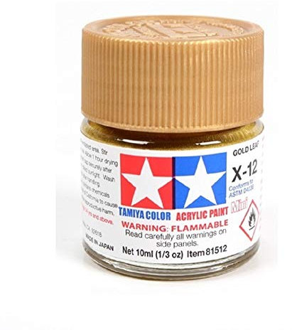 Tamiya X-12 Peinture acrylique brillante 10 ml X-12 GOLD LEAF feuille d’or.