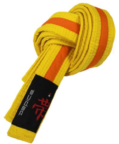 DEPICE Budogürtel gelb/orange 200 cm zweifarbig – Zwischengürtel Kampfsportgürtel Karategürtel Judogürtel