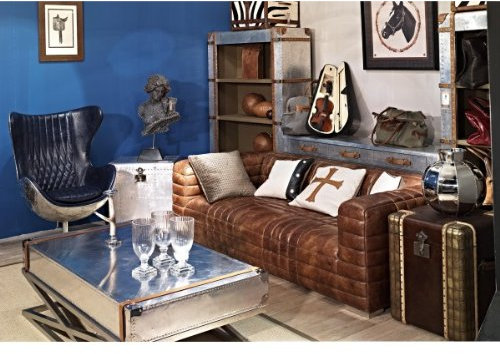 Designsofa Birsay 2,5-Sitzer Vintage-Leder braun Echtleder Sofa Couch