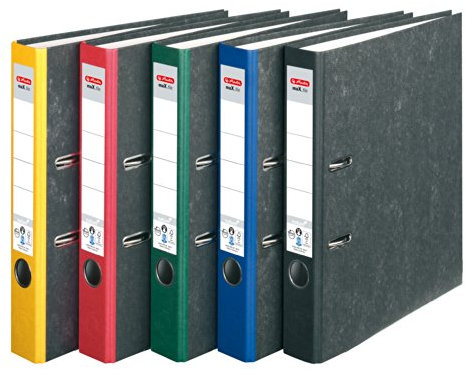 HERLITZ Ordner maX.file nature A4 Wolkenmarmorbezug selbstklebendes Rückenschild | 5er Sparpack in diversen Farben zur Auswahl (5cm schmal | 5er Pack, sortiert)
