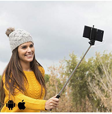 InnovaGoods Selfie-Stick mit Kabel, Weiß