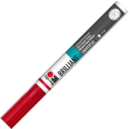 Marabu 01210032125 - Brilliant Painter, kirsche 125, Strichstärke ca. 2 - 4 mm, Universeller Lackmalstift, glänzend, deckend, wetterfest, lichtecht, schnell trocknend, für verschiedene Oberflächen