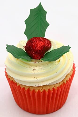 36 Edible Holly Leaves- Christmas Edible Cake Decorations